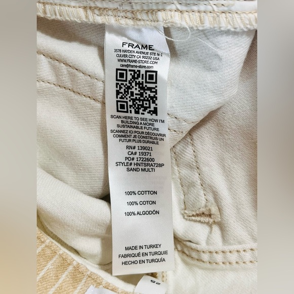 Frame High N Tight Striped Denim Mini Skirt, Color Sand Multi, Size 25 - Picture 10 of 11